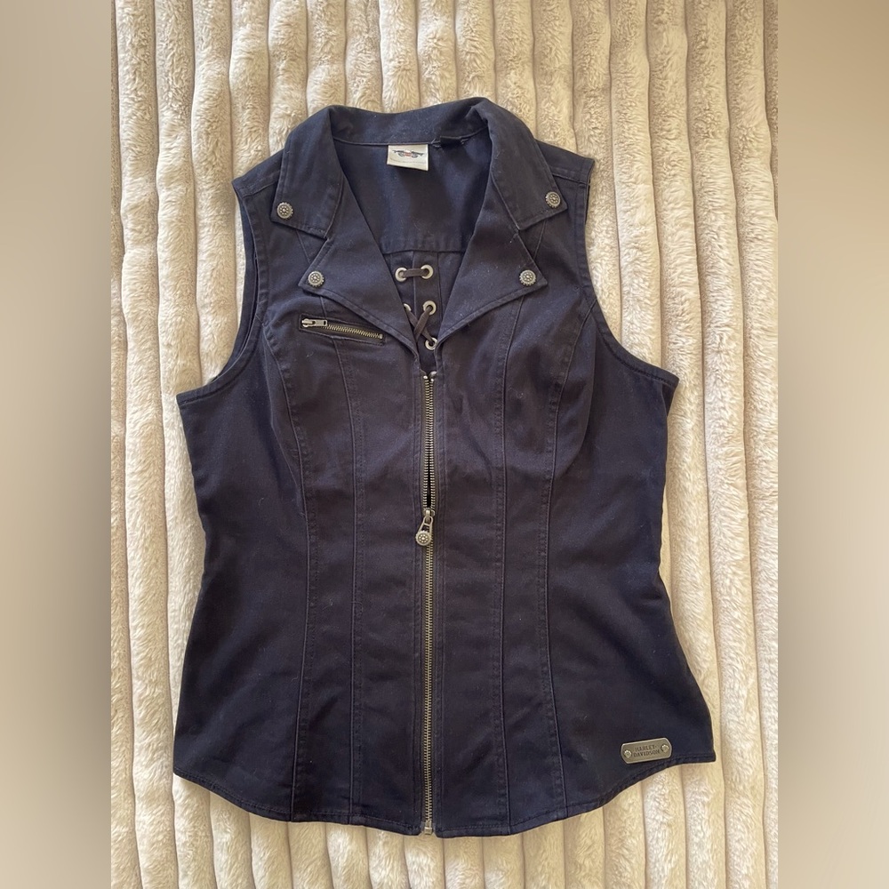 Harley-Davidson Women’s Vest Black Stretch Denim Women’s size M